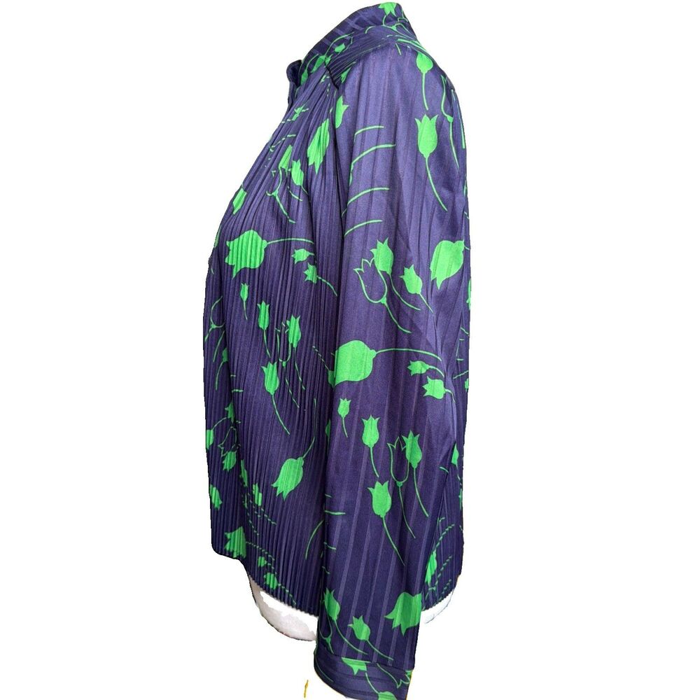 Vintage Julie Francis Botanical Tulip Print Pleated Blouse Made in England 10 - Picture 5 of 8